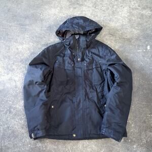 Vintage Pulse Windbreaker Jacket Womens L Black Hooded Full Zip Insulated Winter